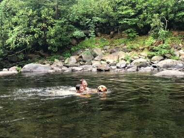Creek fun! You can swim in the creek - enter by the beach area shown on the map.