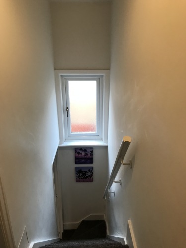 Please note steep stairway