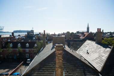 Sea Views over the rooftops from the kitchen