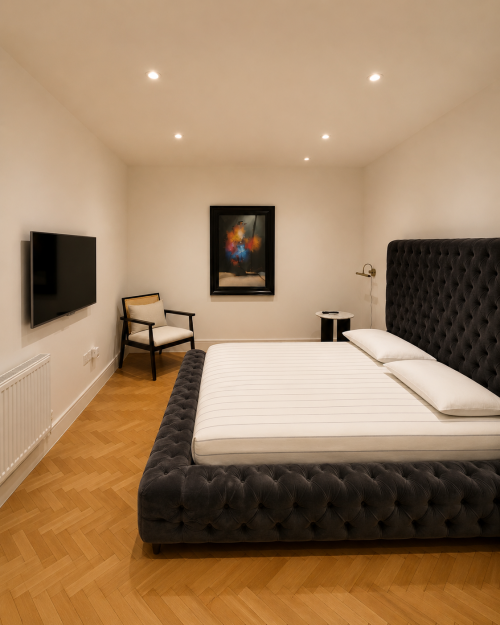 Sink into a luxurious king-size bed with premium bedding, designed to give you the perfect night’s sleep in total comfort and style.