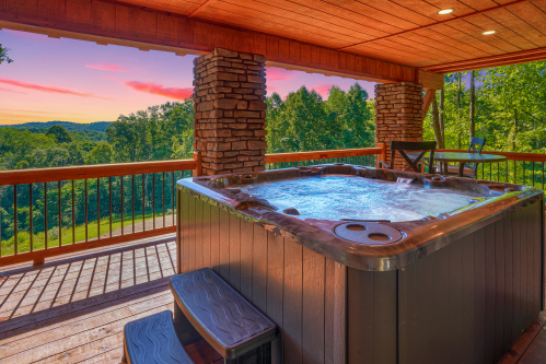 Hot Tub, Lower Deck, overlooking valley