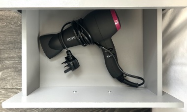 In each room: Microwave, plates, bowls, cutlery, tea, coffee, sugar, biscuits, kettle, mugs, drinking glasses