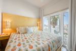 1st Floor King room (this room is all bed) blackout curtains, slider to patio, has a 52