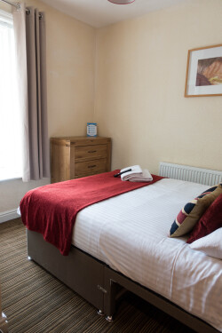 Sleeps 2 guests with hotel bed