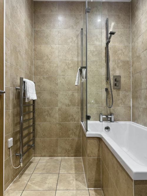 Clean and stylish bathroom for your convenience.