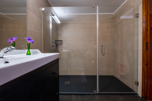 En suite bathroom, shower cabin with massage column.