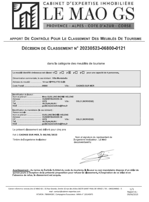 CLASSEMENT MEUBLE DE TOURISME 