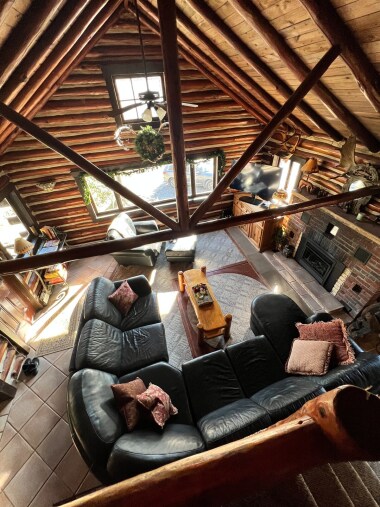 View of the living room from the upper loft.