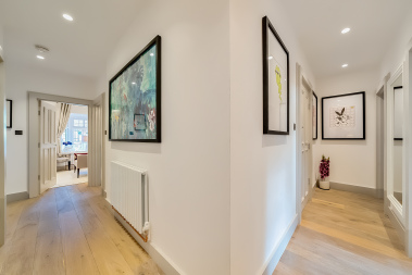 Beautifully decorated hallway with refined luxury finishes.