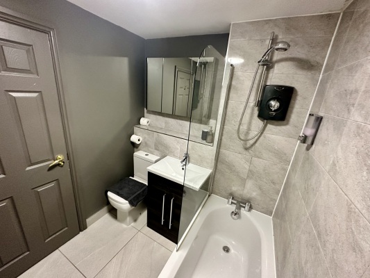 Luxury bathroom with electric shower