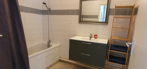 Salle de bain avec baignoire