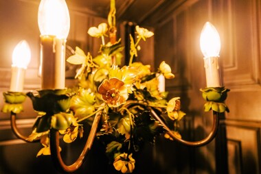 chandelier in the guest loo
