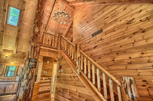 Looking up Stairs, toward Open Loft, Rocky View Lodge