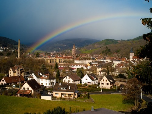 From Maison Bellevue apartments view from each window onto Munster and the Vosges mountains