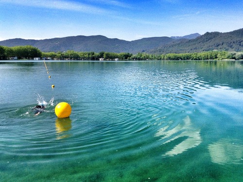 500 metre open water swim lane on the pristine lake of Banyoles