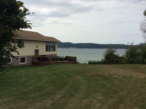 Back yard top of wrap around deck