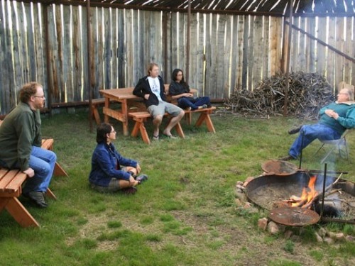 tipi-camp arbor / picnic area with fire-pit and grill