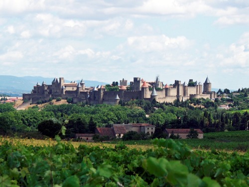 Carcassonne castle La Cité from the top of our street