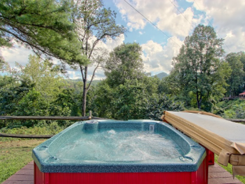 One of two on-site hot tubs.