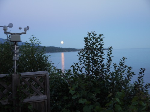 Summer moon Rise over Davis Bay, Sechelt.  View from the property