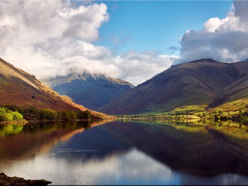 Autumn: Wastwater & Great Gable in clouds