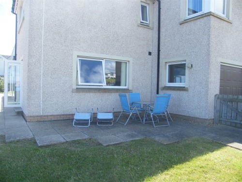 patio and lawned area