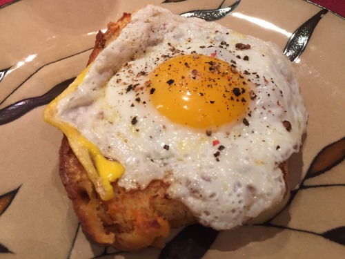 Breakfast at the B&B, grilled cheese with fried egg