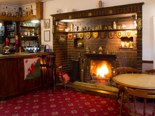 Welcoming open log fire in the front bar