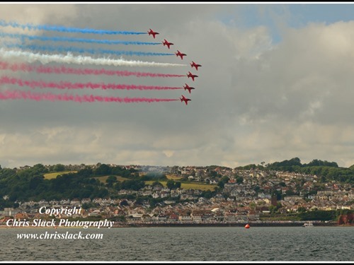 During the Torbay Airshow 2016, the Red Arrows right in front of the Channel View Hotel - Thanks and credit to Chris Slack Photography