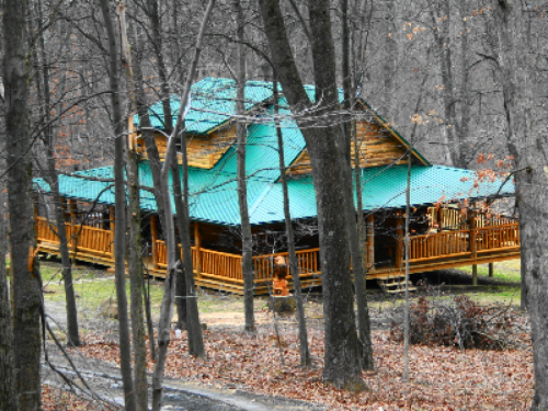 Knotty Cabin Exterior; Sleeps 10 Adults