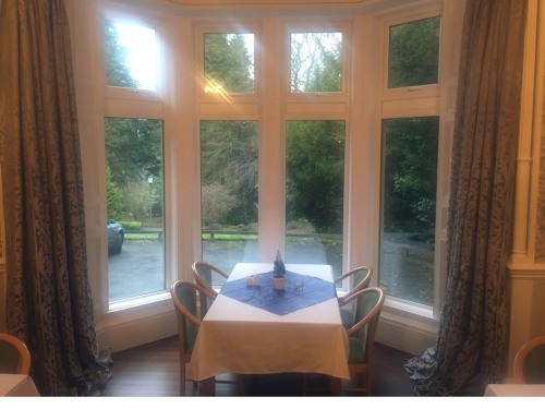 Breakfast is served in the 30 seat dining room with large bay window overlooking the private grounds