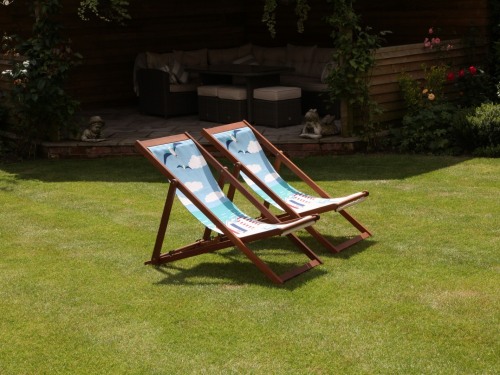 Garden Deck Chairs Sunbathing in front of Gazebo