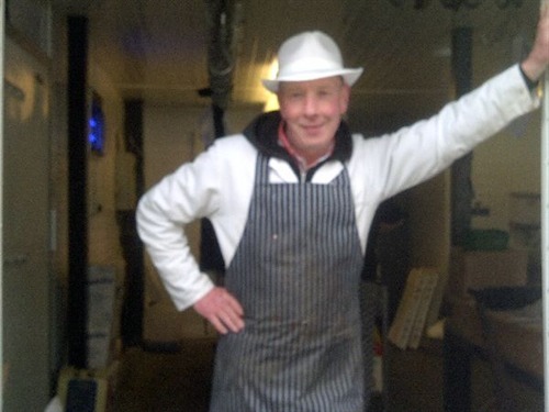 Paul, our local butcher, who makes our local home-made sausages
