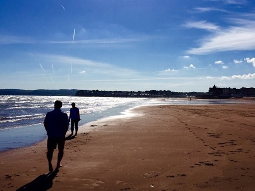 The beach, outside of the Channel View Hotel, looking towards Paignton Pier