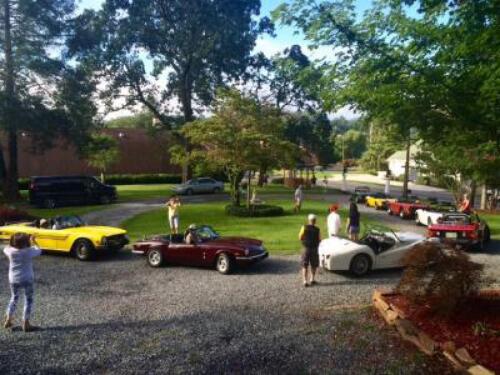 Car club meeting on front lawn