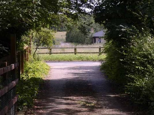 View down the driveway, to across the field opposite