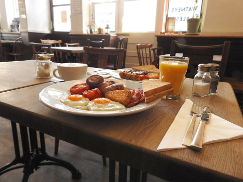 Delicious cooked full English breakfast cooked to order.