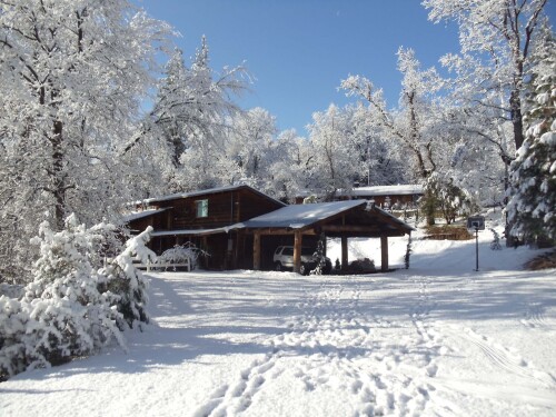 Evergreen Haus - Yosemite Lodging - Cabin Exterior in Winter