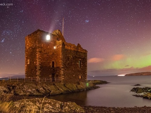 Portencross Castle, and the Northern Lights