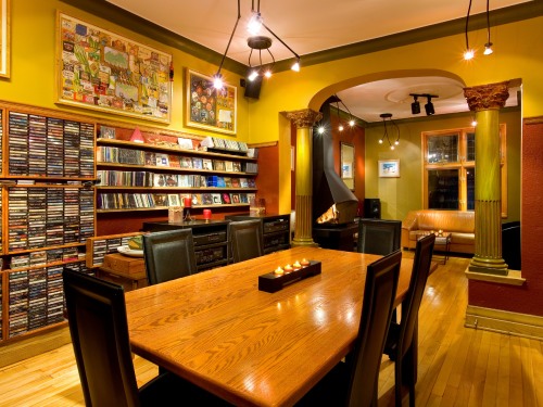 Dining room of the B&B with CD collection