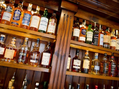 A part of our extensive whisky collection