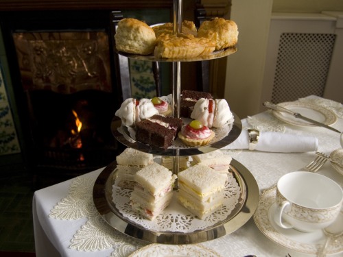 afternoon tea beside the fire place