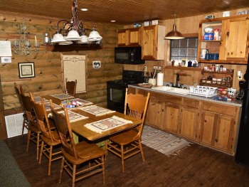 Bunkhouse full kitchen and dining area