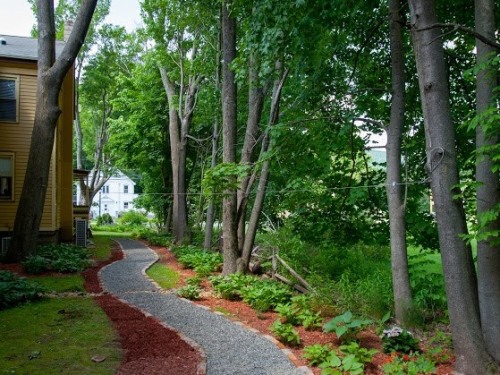 The back of the inn garden and walkway