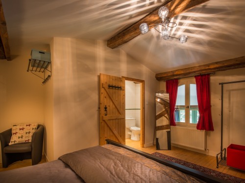 One of the two main gite bedrooms, with a King size bed and ensuite shower room.  This is available when booked for up to 4 guest occupancy.