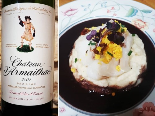 Accord met-vin : dos de cabillaud en sauce au vin du Médoc et purée de céleri rave