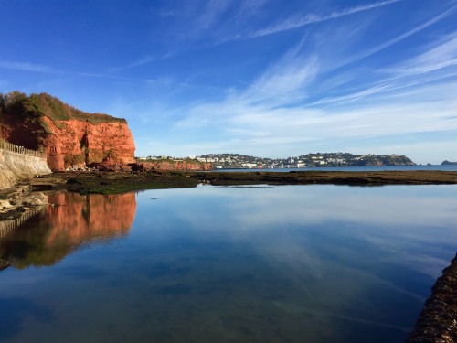 Preston shoreline, just to the left of the Channel View Hotel.  Look at those red cliffs!