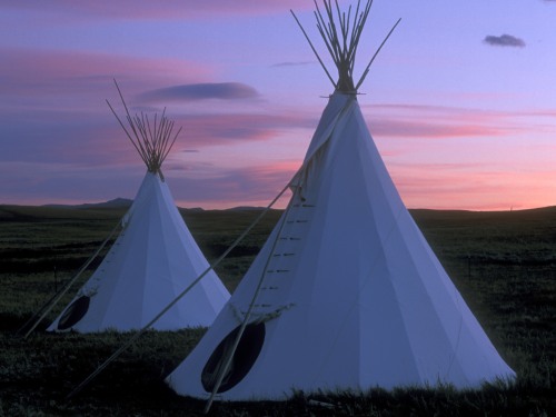 Sunset in tipi-camp