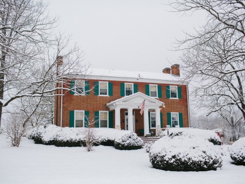 Manor house in the snow