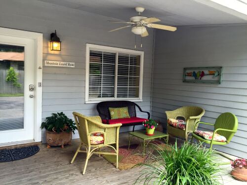 Mountain Laurel Room private patio & entrance